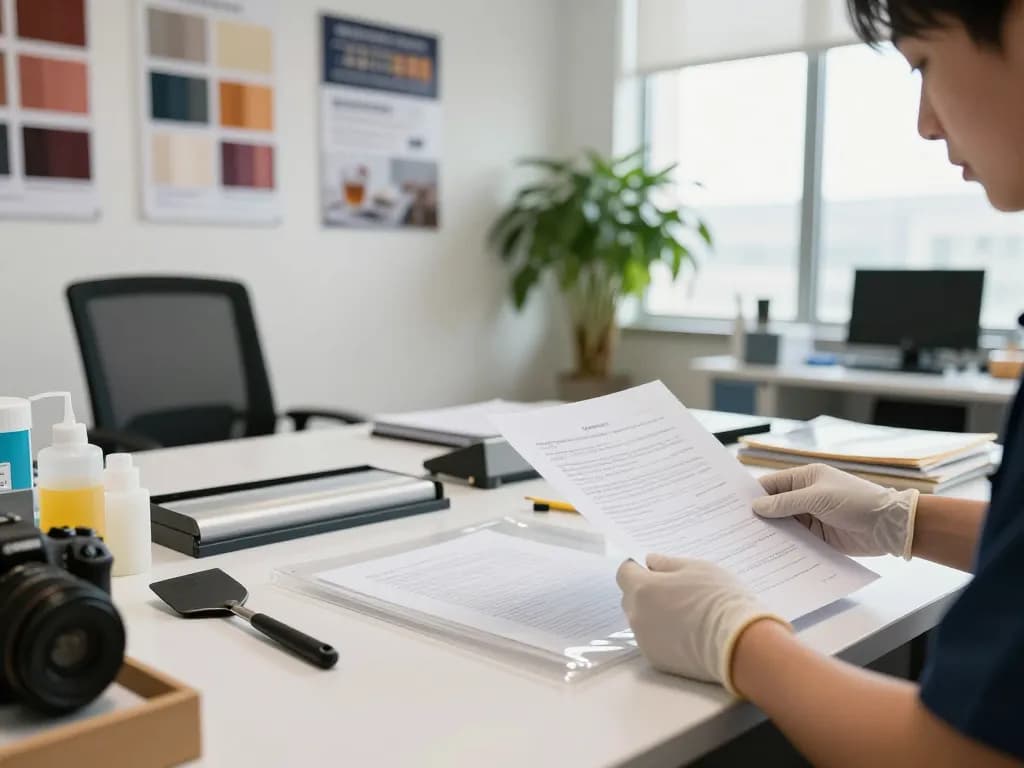 gỡ ép plastic hà nội technician restoring documents with care in bright office