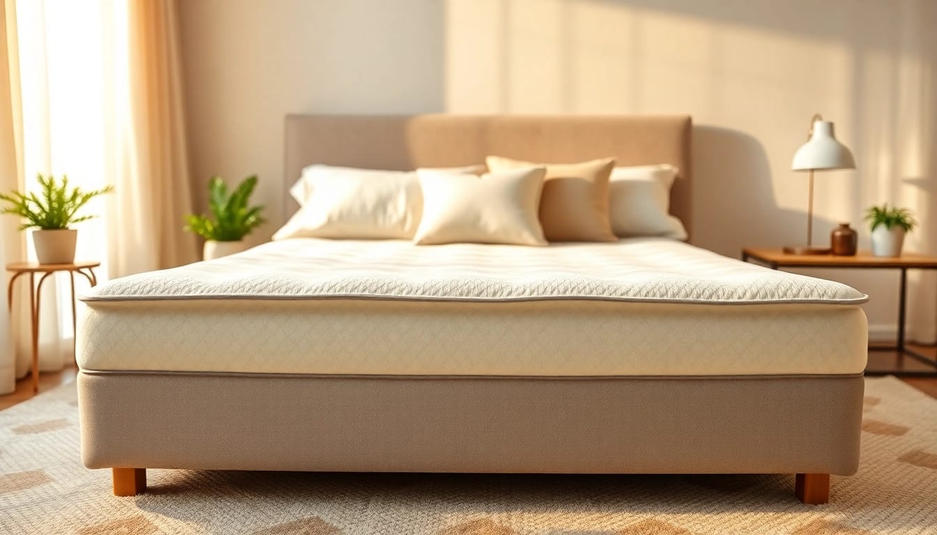 Demonstrating a memory foam mattress in a cozy bedroom environment showcasing comfort and style.