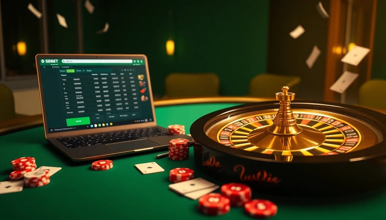 Experience thrilling sbobet link alternatif online betting with a luxury poker table and live betting interface.