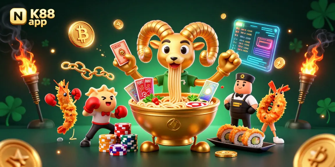 Winning big with NK88 app featuring cartoon-style casino elements and characters in action.