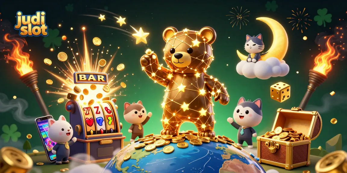 Experience exhilarating judi slot gameplay with vibrant 3D illustrations showcasing jackpot thrills and colorful casino elements.