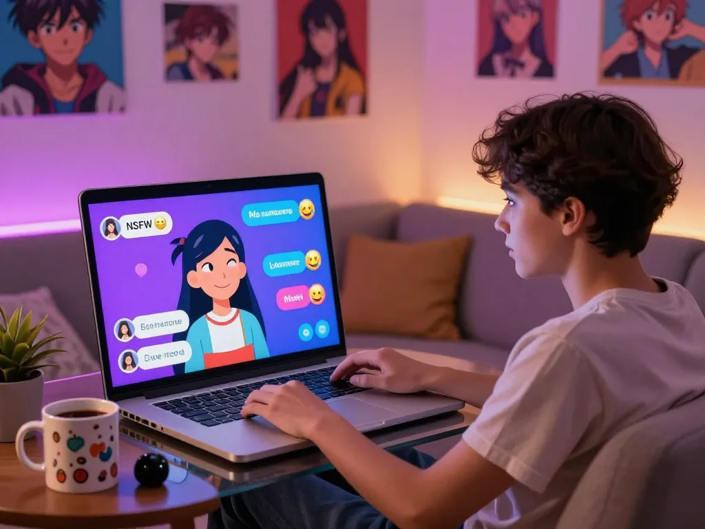 Explore crushon AI character chats in a vibrant digital setting.