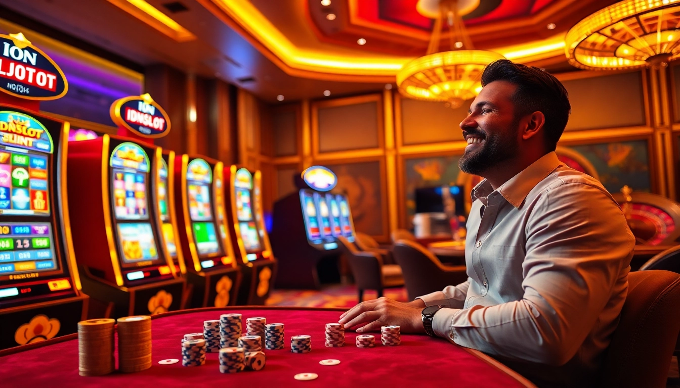 Experience the excitement of IDNSLOT with vibrant slot machines and casino ambiance.