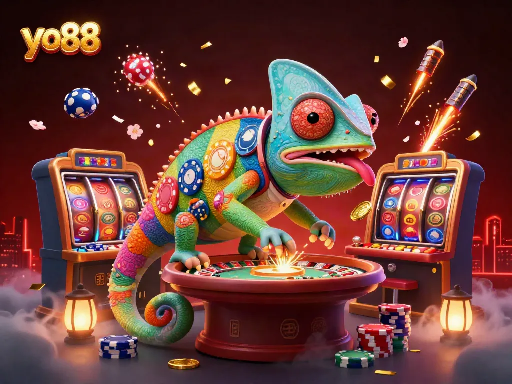 Enjoy thrilling fun at yo88 with a vibrant chameleon casino owner and dynamic slot games.
