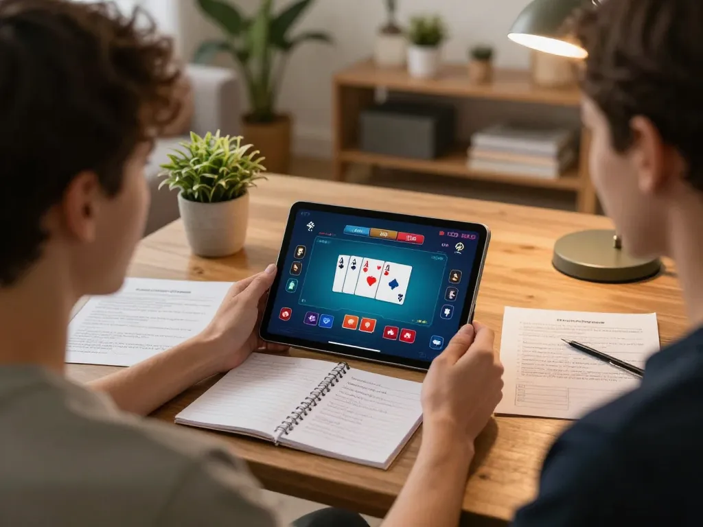 Engaging in paris888 daftar poker online at home with strategy notes and cozy atmosphere