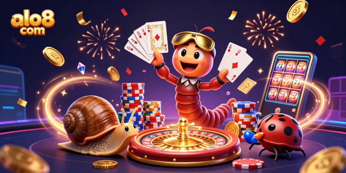 Experience thrilling excitement at alo8 com with a vibrant 3D casino scene celebrating gambling fun.