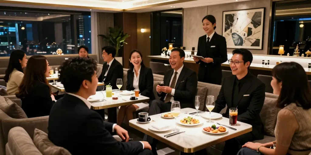 강남타이밍의 고급스러운 내부 모습과 즐거운 분위기