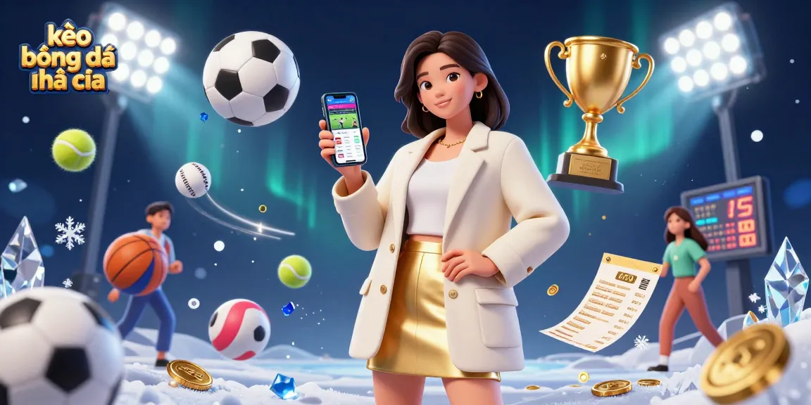 Betting with kèo bóng đá nhà cái for soccer in a vibrant illustration showcasing sports elements.