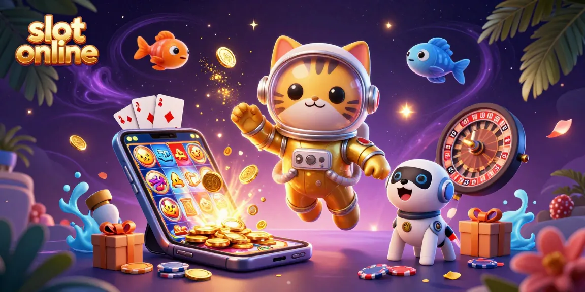 Spin to win with exciting slot online games in this vibrant cosmic casino scene.