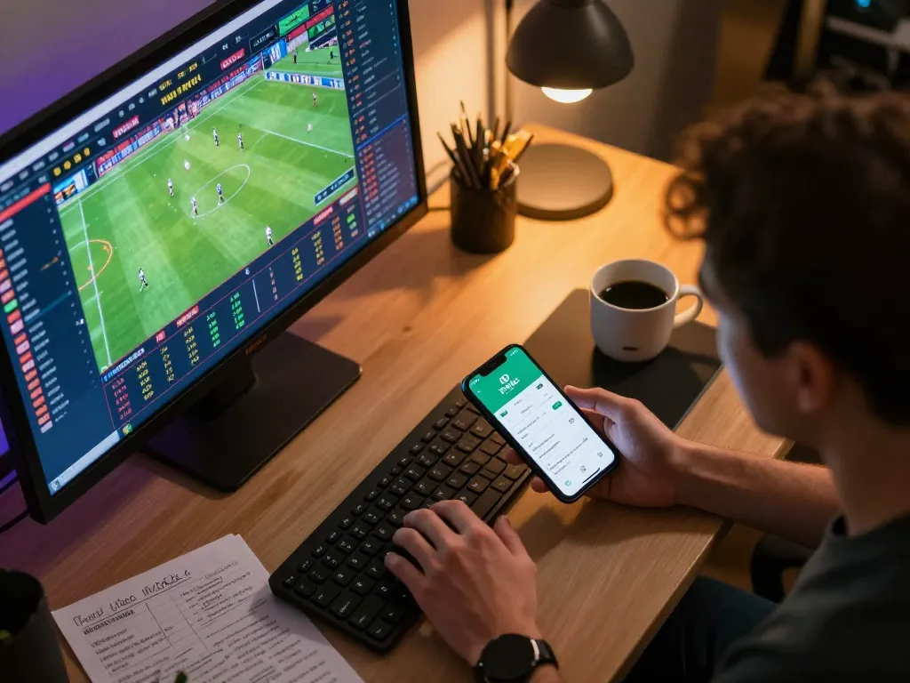 Xoilac sports betting action shown through an engaging home gaming setup on multiple screens.