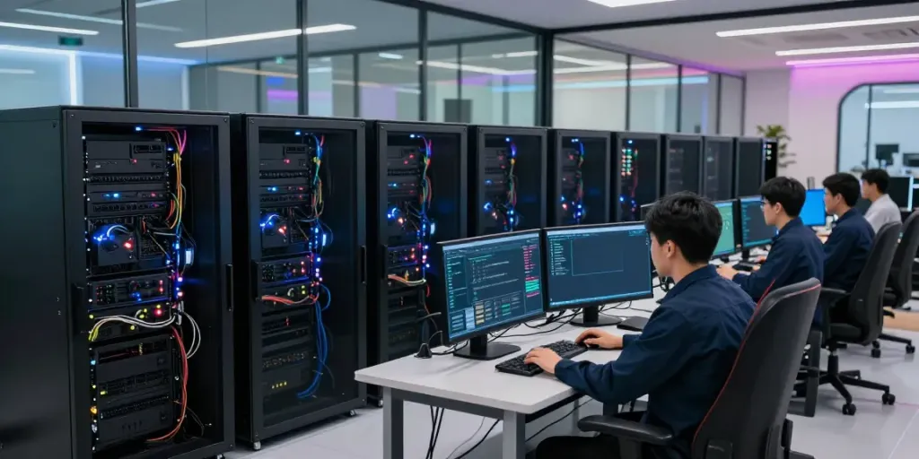 Advanced gaming server infrastructure highlighting qqmacan alternatif efficiency and performance.