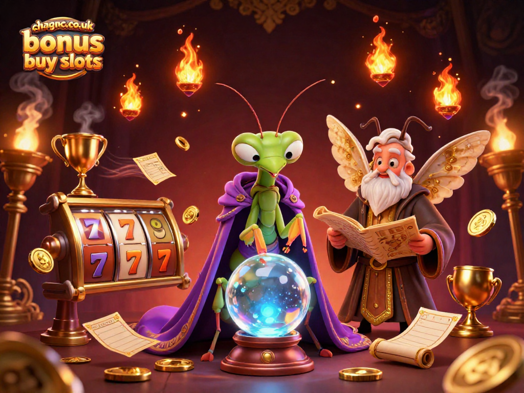 Join the excitement with chagency.co.uk bonus buy slots, showcasing vibrant slot reels, characters, and gaming elements.