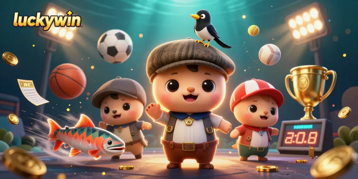 Experience luckywin excitement with vibrant 3D cartoon characters engaging in dynamic gambling fun.