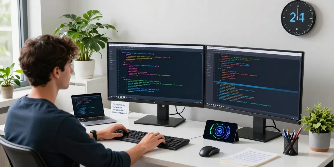 Developer executing code for acrossprotocol in a modern tech workspace, showcasing advanced blockchain transfer technology.