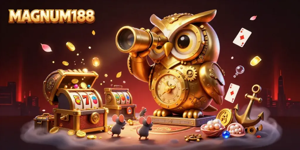 Experience thrilling gameplay at MAGNUM188 with vibrant slot machines overflowing with riches.