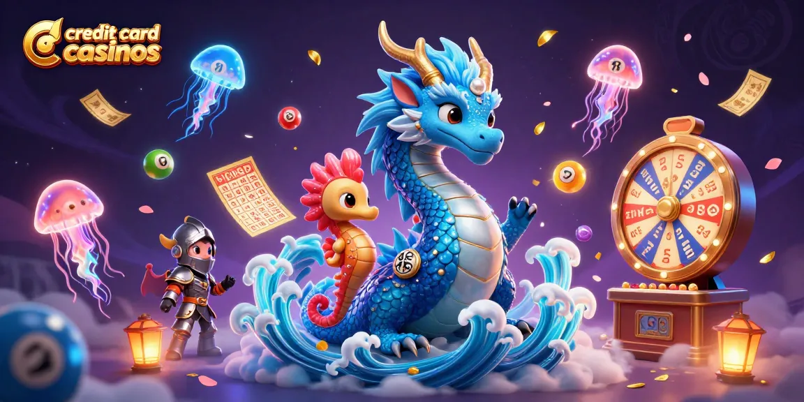 Experience thrilling gameplay at credit card casinos with a vibrant 3D illustration showcasing dynamic casino elements.