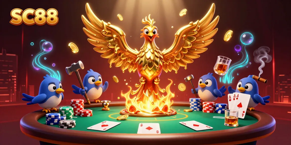 Experience thrilling gameplay at SC88 with a molten phoenix and dynamic poker scene.