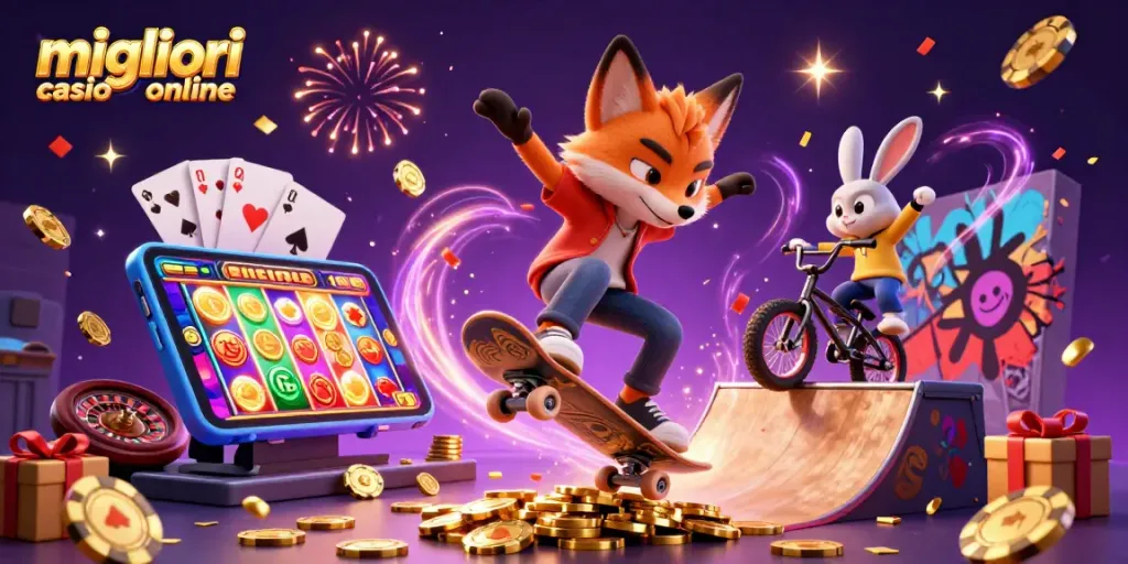 Slot machine e giochi d'azzardo in azione nei migliori casino online.