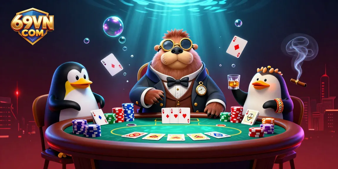 Join the underwater poker action at 69VN COM with a jolly walrus and intriguing characters.