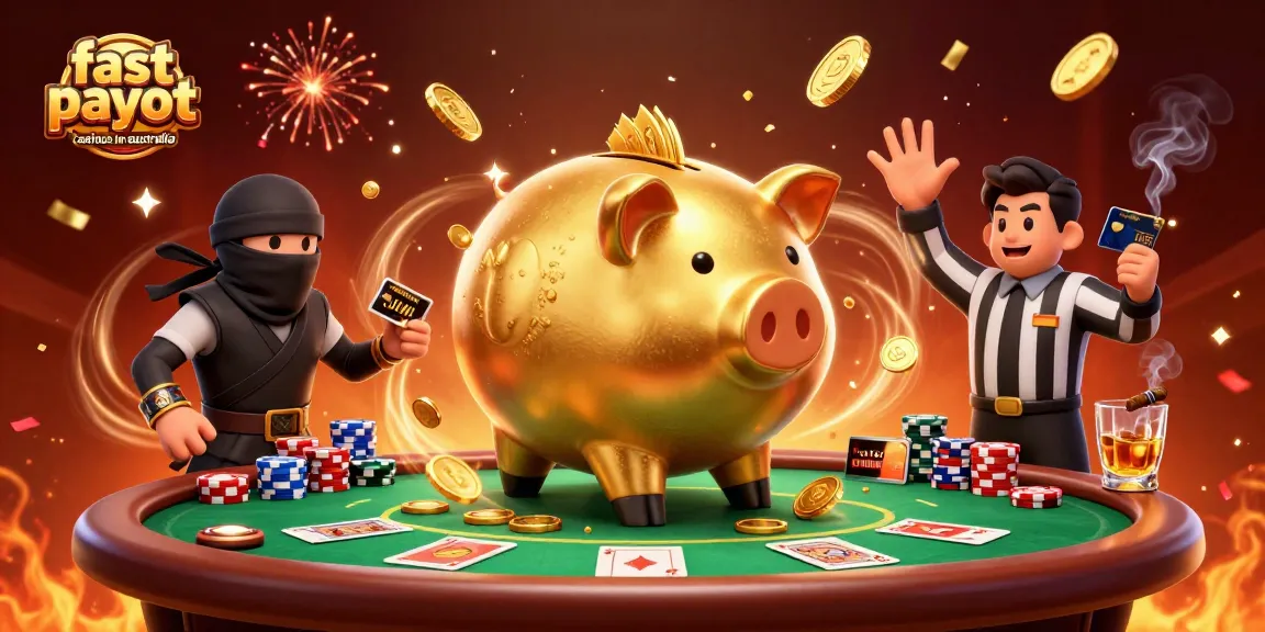 Engage with the excitement of fast payout casinos in Australia through a dynamic casino scene featuring cartoon characters.