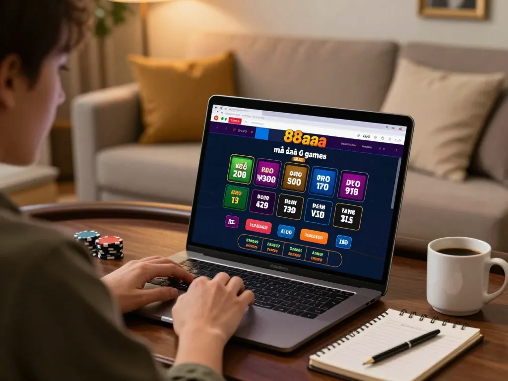 Engaged player at nhà cái 88aa online gaming interface analyzing live dealer odds and strategies.