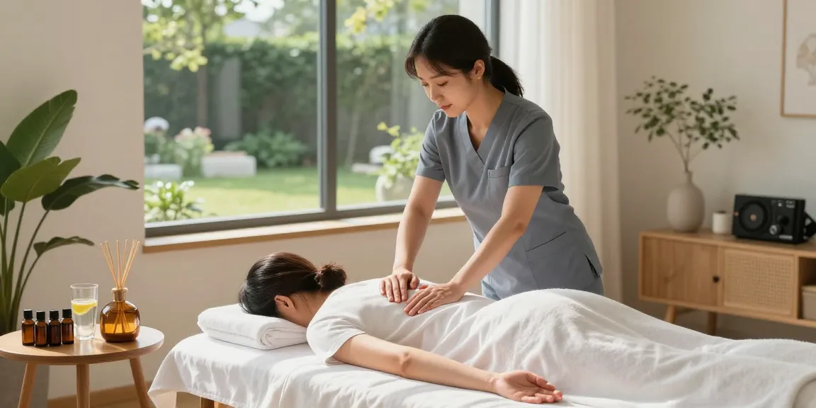 Experience premium 구리출장안마 in a tranquil home setting with a professional therapist performing Swedish massage.