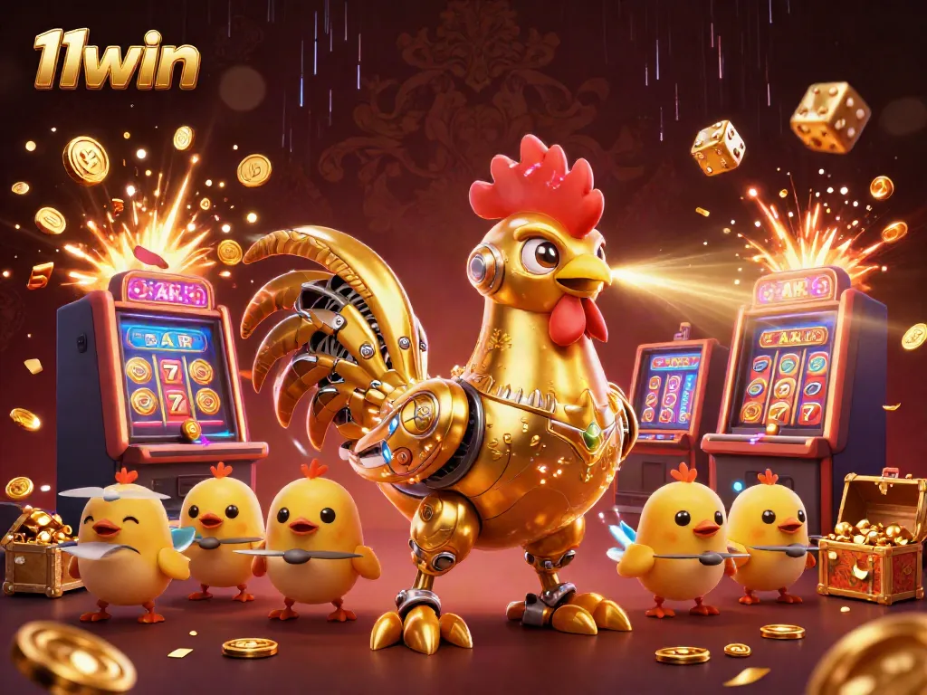 Engage with immersive gaming at 11win, featuring a futuristic casino scene with dynamic characters and vibrant game elements.