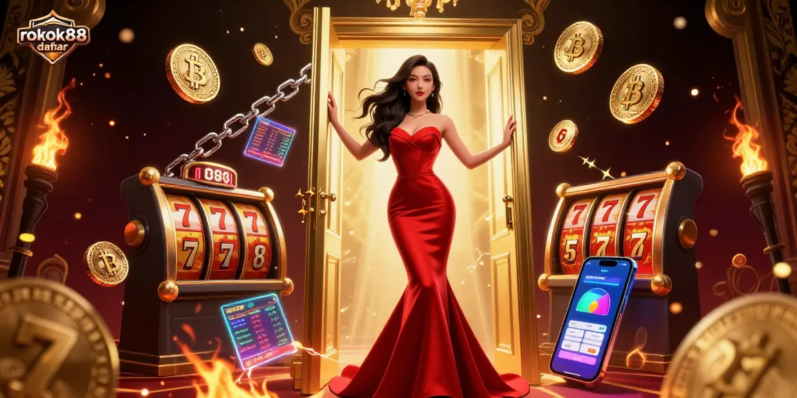 Experience the excitement of rokok88 daftar with vibrant casino elements and a stunning entrance scene.