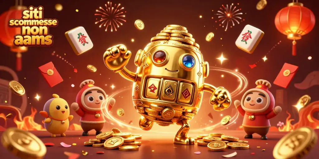 Scommetti con i migliori siti scommesse non AAMS, con simboli di slot e oro scintillante, pronta per la vittoria!