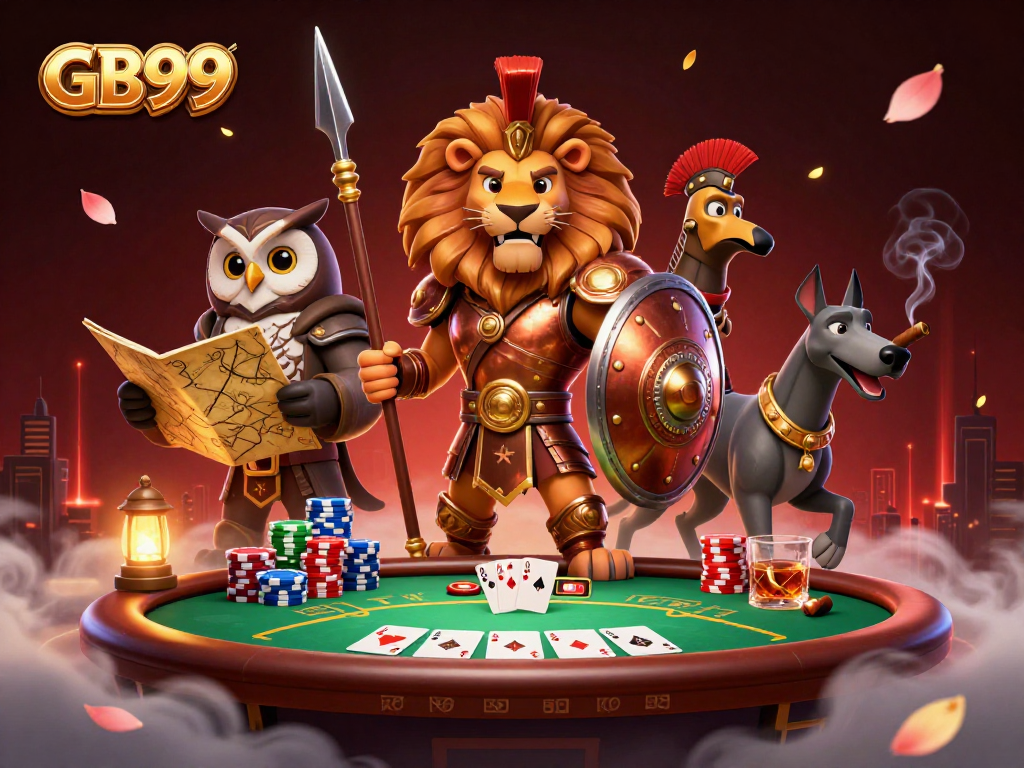 GB99 unleashes excitement with a vibrant 3D rendering of a Spartan lion and casino elements.