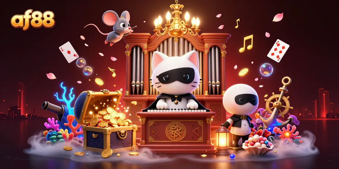 Spin and win with af88: a magical casino adventure filled with gold coins and whimsical characters.
