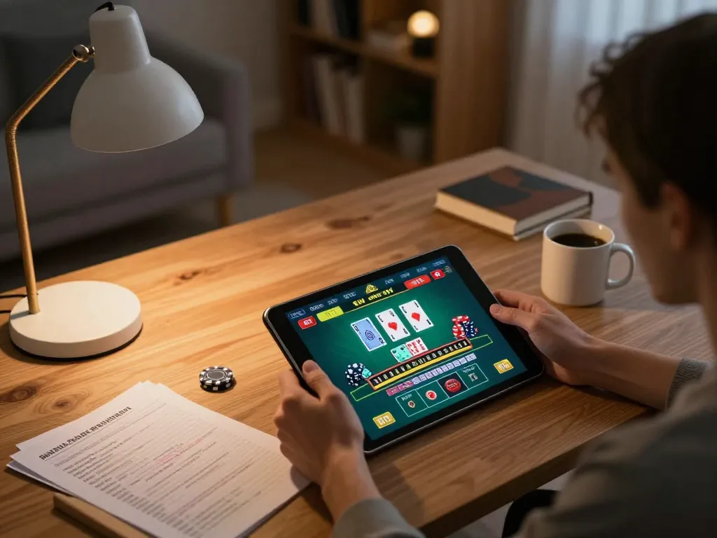 Engaging gameplay at home with 789betss app on tablet and strategic planning notes