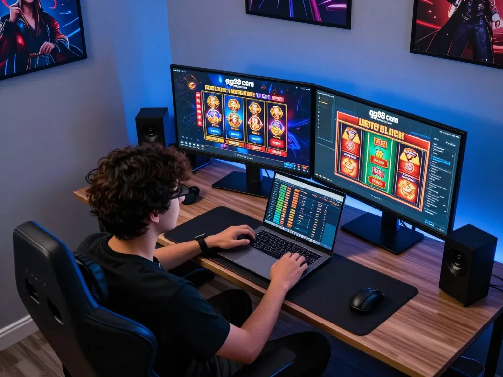 Using the gg88 com platform, this dynamic scene captures online gaming excitement at home.