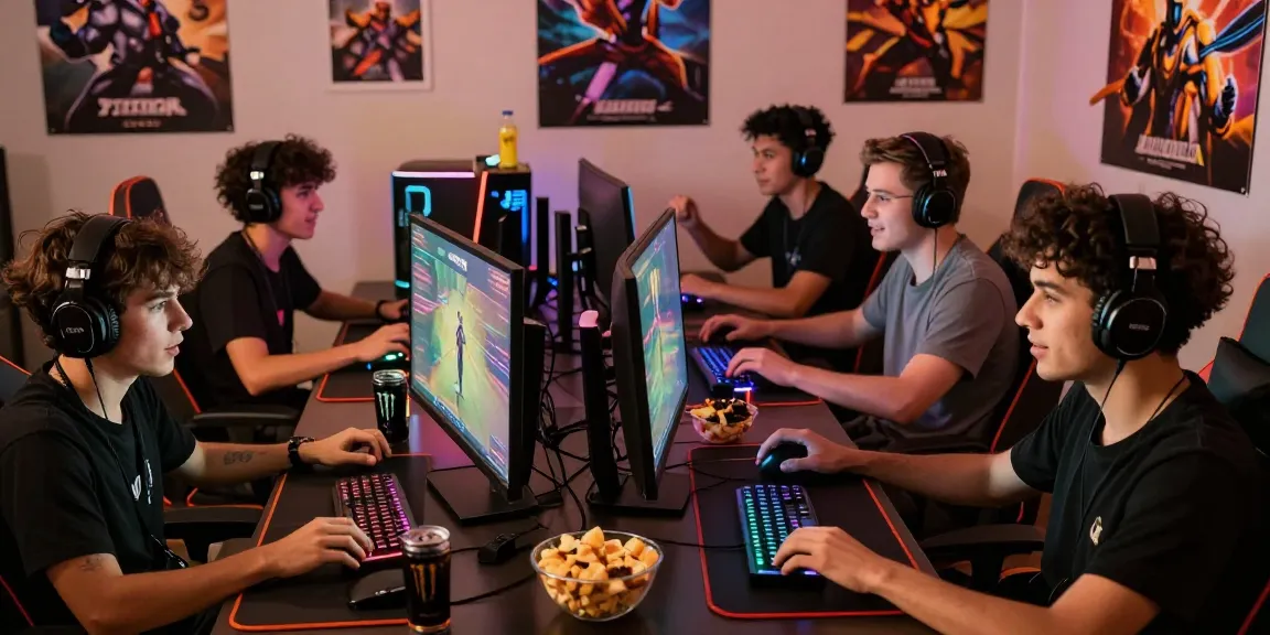 rokok88 link alternatif gaming scene with friends enjoying multiplayer action in a lively atmosphere