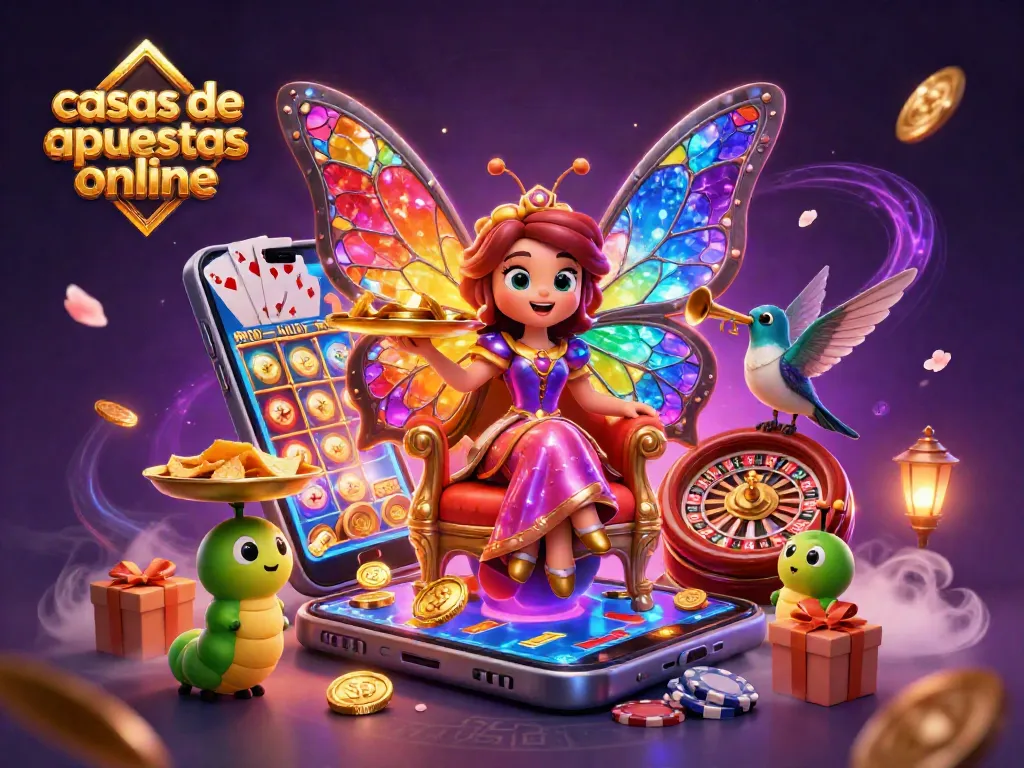 Disfruta de apuestas en casas de apuestas online con una reina mariposa mágica en un mundo vibrante.