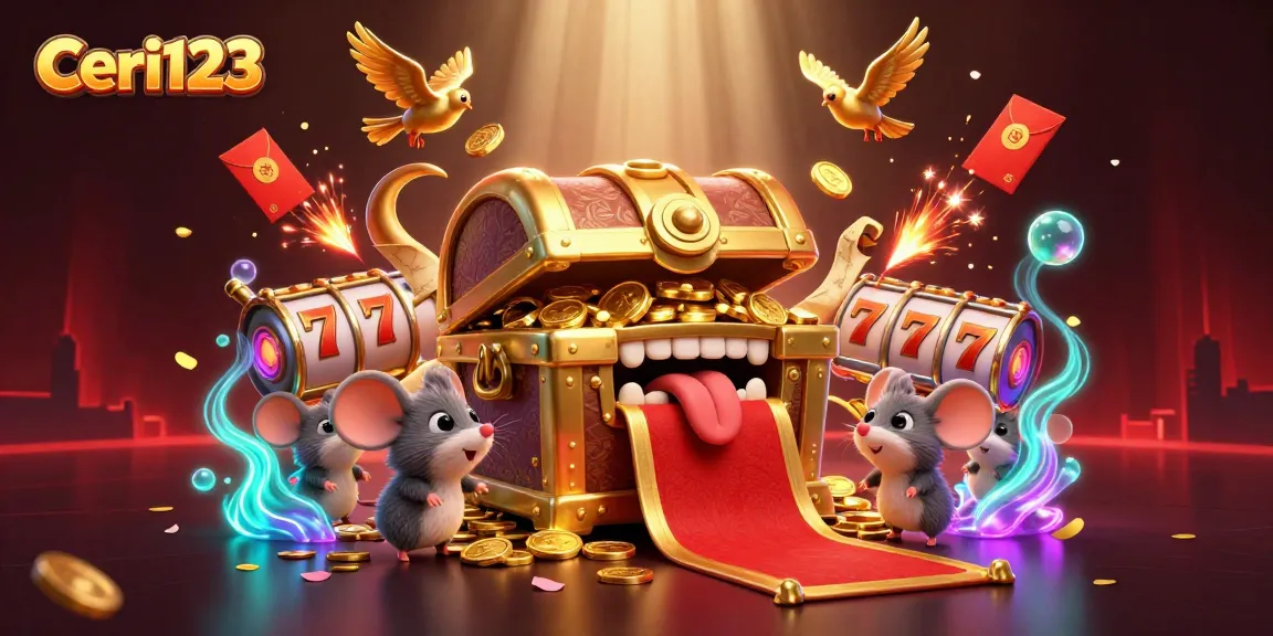 Experience the excitement of winning with Ceri123's dynamic slot game illustration, featuring treasures and lucky charms!