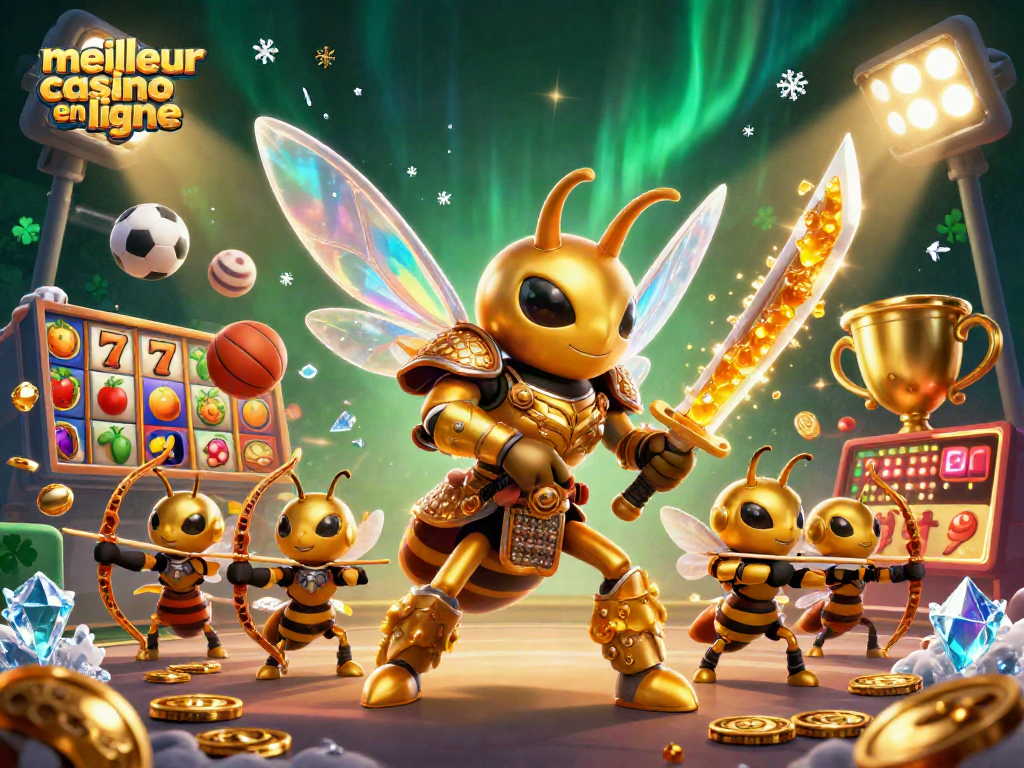 Découvrez le meilleur casino en ligne avec des illustrations captivantes d'une scène de jeu dynamique et riche.