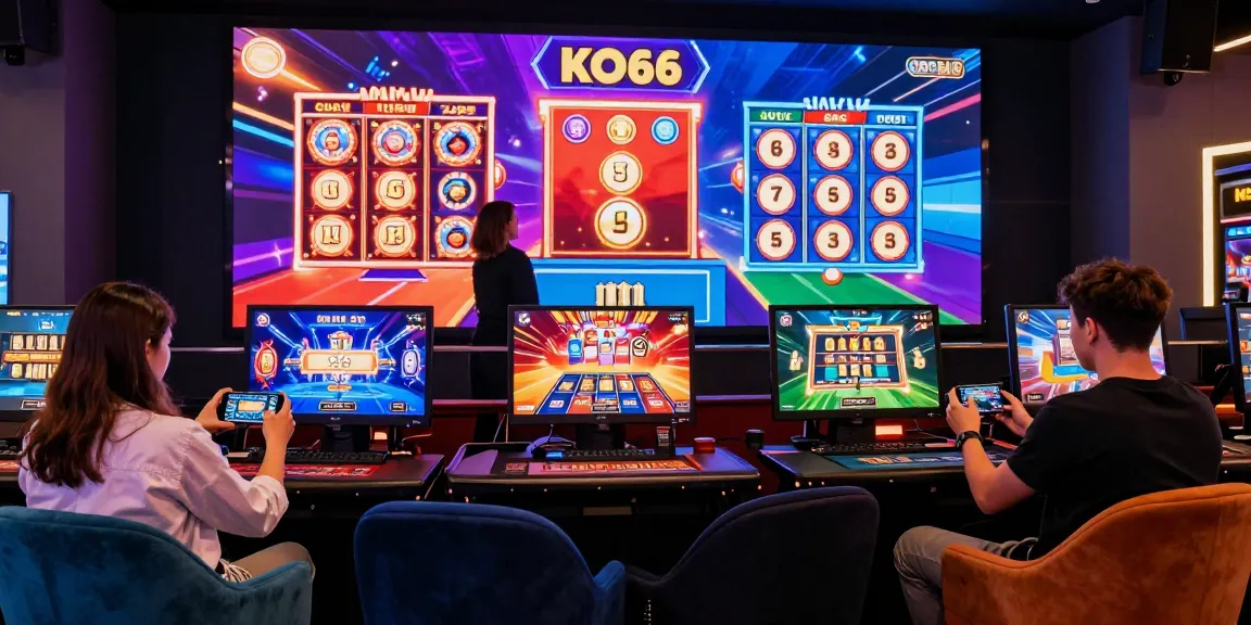 Friends gaming at KO66 online casino in a vibrant atmosphere.