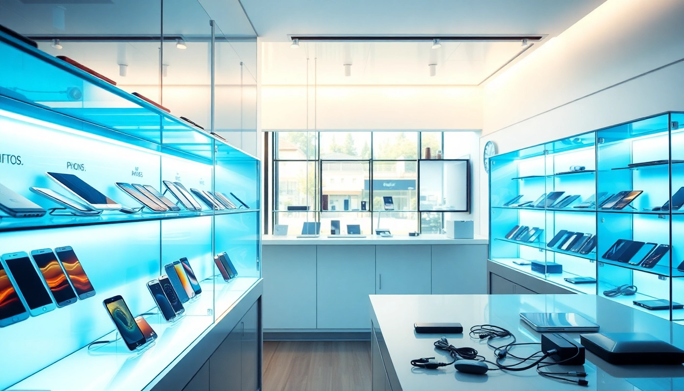 Engage with Cash For Phones Bryant AR service in a modern storefront, showcasing diverse devices.