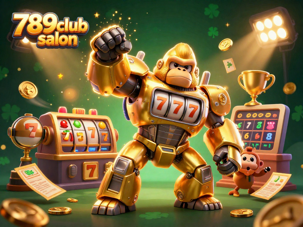 Experience thrilling wins at 789club salon with an action-packed casino illustration featuring dynamic elements.
