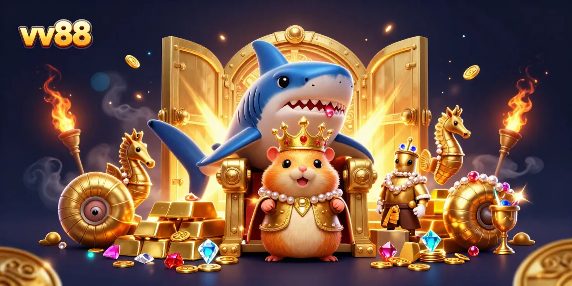 Spin the reels at vv88 with vibrant treasures and a daring hamster king!