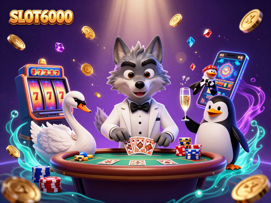 SLOT6000 brings excitement to the casino with a debonair wolf and elegant characters in action.