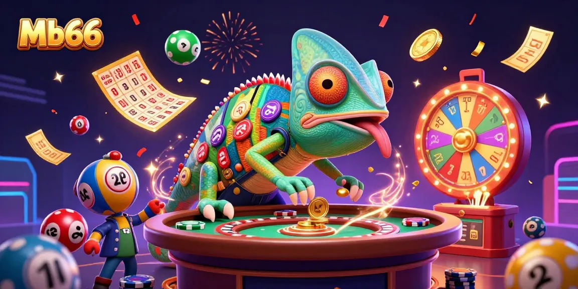 Experience Mb66 casino excitement with vibrant games, lottery balls, confetti, and dynamic visuals.