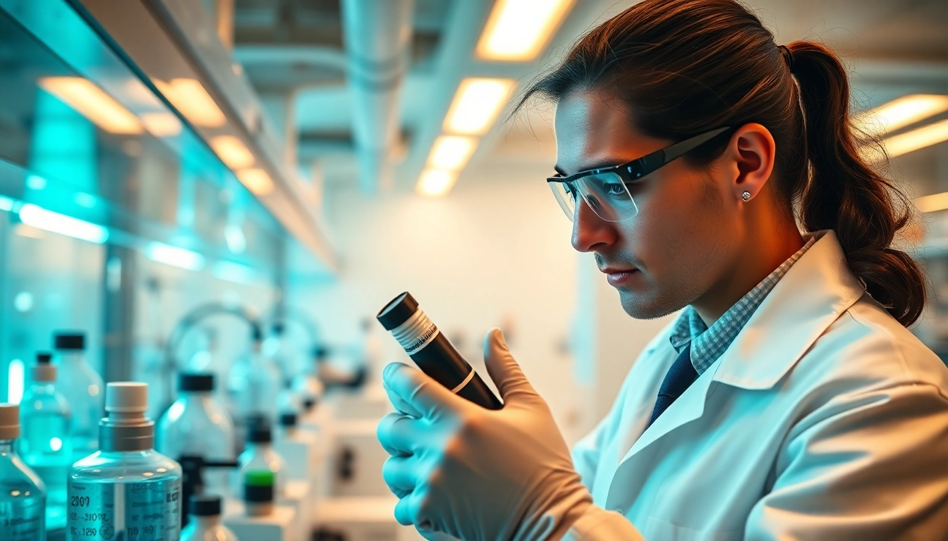 Researching peptides in a state-of-the-art laboratory highlights scientific precision.
