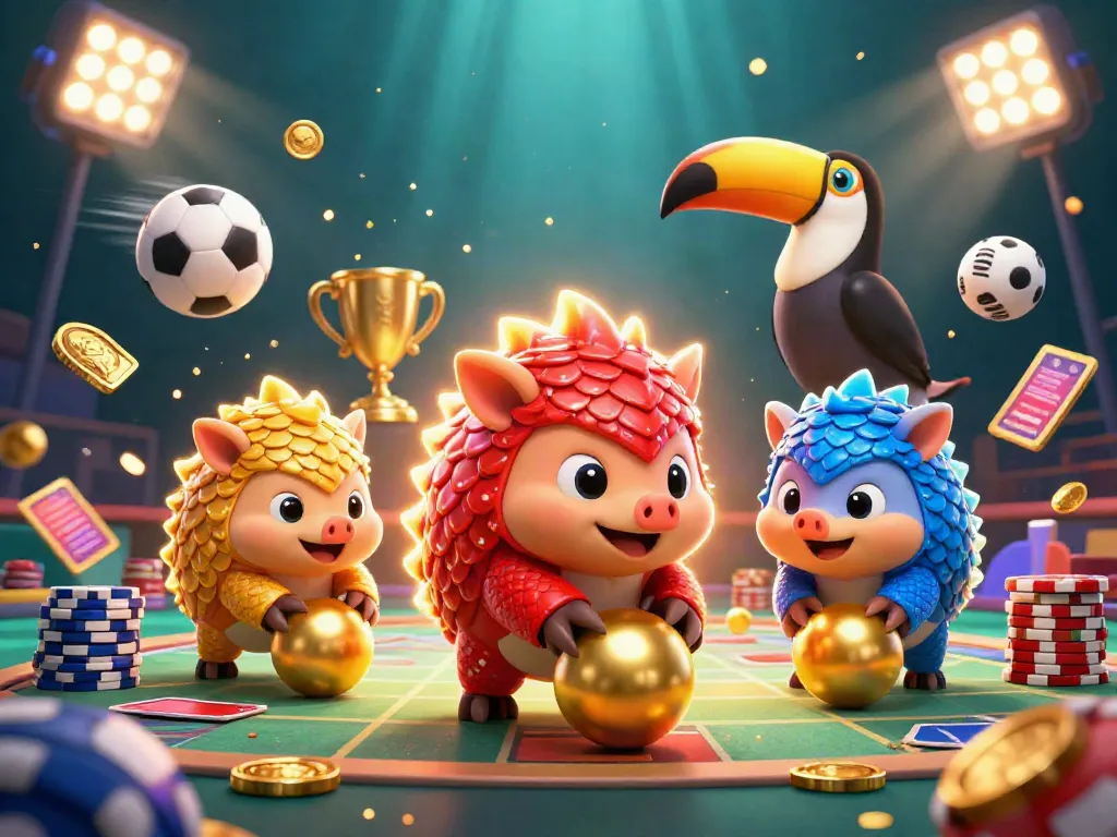 Engage in thrilling bets at mubet with dynamic pangolin characters and vibrant casino elements.