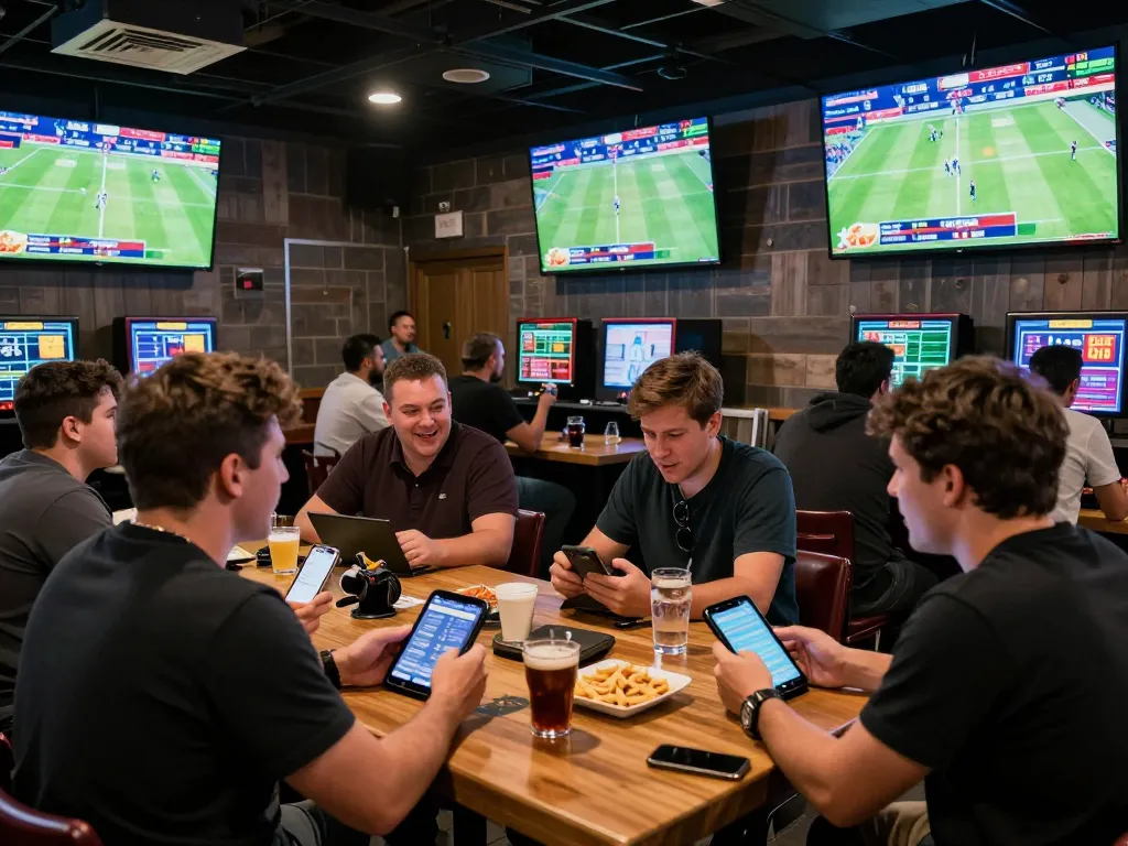 Watch as bettors in an exciting sports bar engage in live game action with 88betcom.
