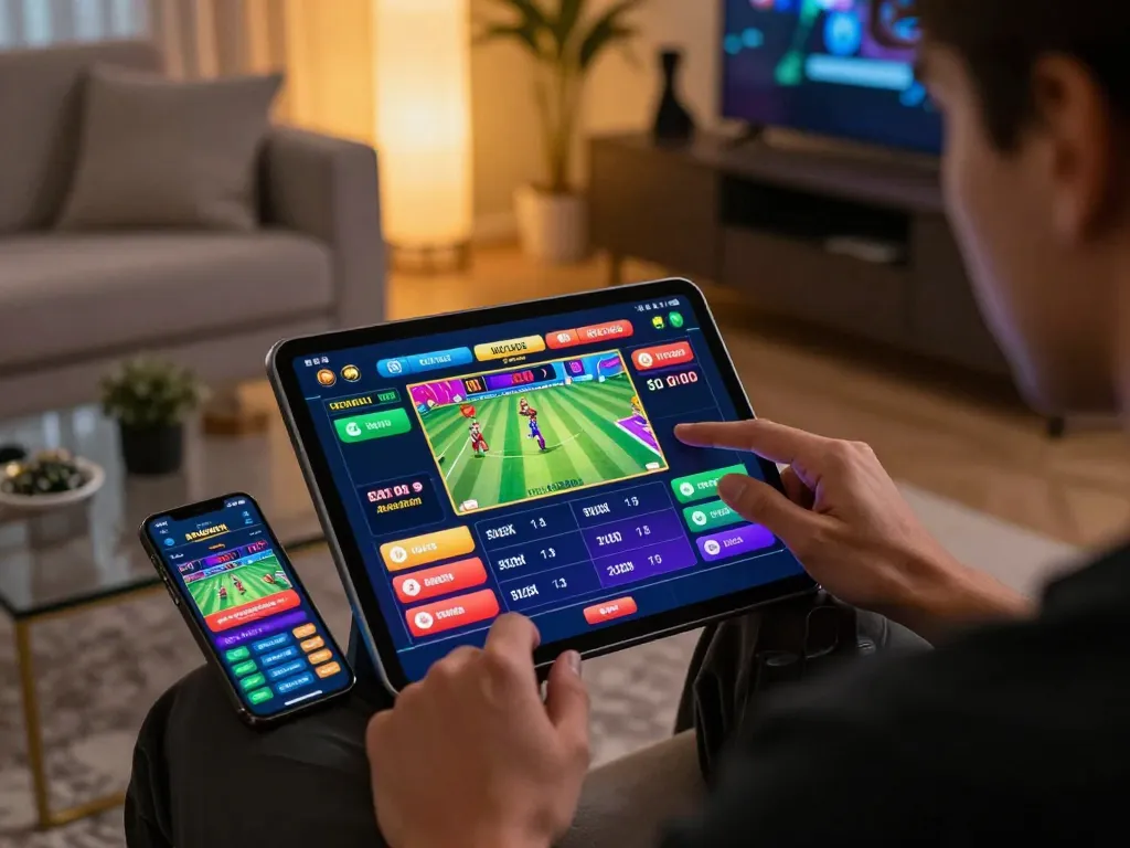 Engaged in online betting at home showcasing Thương hiệu MM88 gaming platform for strategic wins