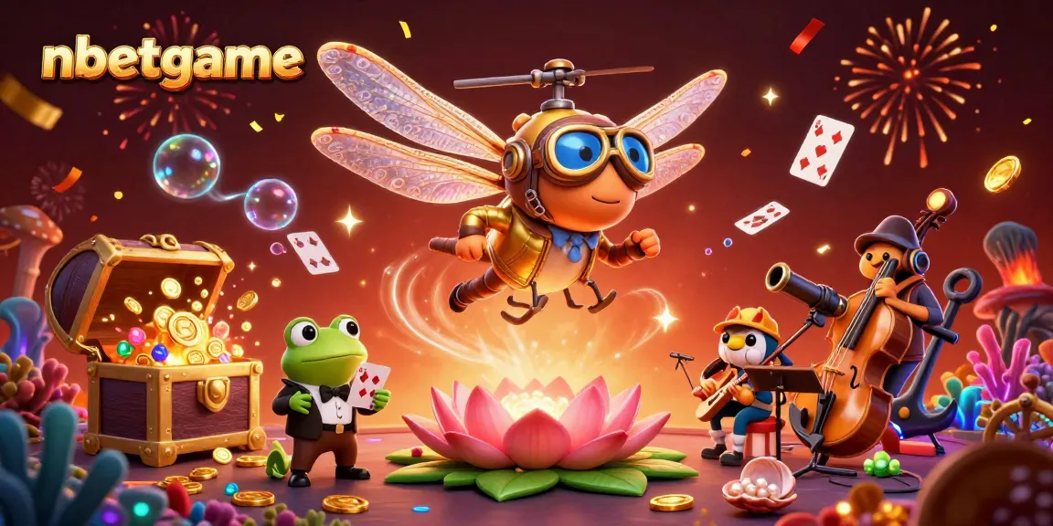 Experience the nbetgame excitement with a vibrant casino-themed scene featuring a dragonfly pilot.