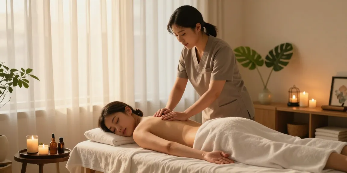 시흥출장마사지 delivered in a serene home setting with calming ambiance and skilled therapist.