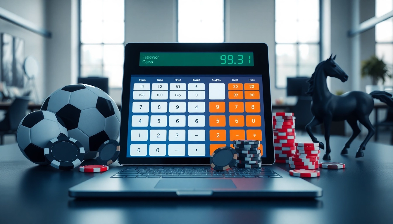 Interactive Betting Odds Calculator displayed in a modern office setting, enhancing sports forecasting.